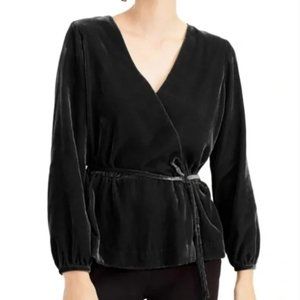 Black Velvet Faux Wrap Top – J.Crew (Size Small)
